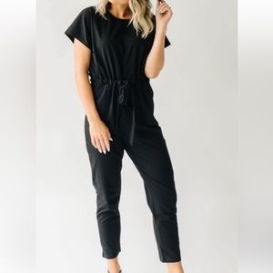 Piper & Scoot Black Velvet Bianca Jumpsuit